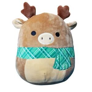 Squishmallows Ruby the Reindeer 11" Stuffed Soft Plush Toy Green Tartan‎ Scarf